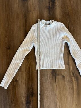 Zara Cream Ribbed Mock Neck Crop Top